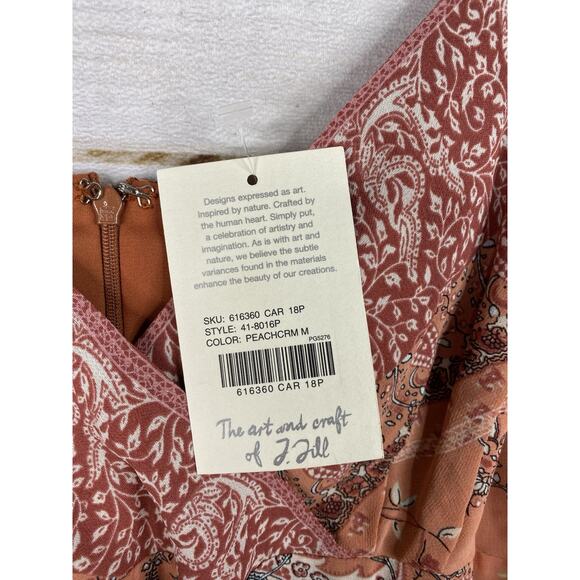 J Jill Dress Sz 18P Peach Floral Lined Chiffon Mini Slip Sleeveless Zip Boho NWT - Picture 3 of 12